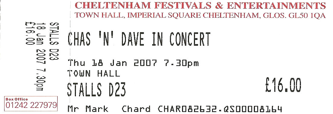 CHAS 'N' DAVE IN CONCERT Ticket